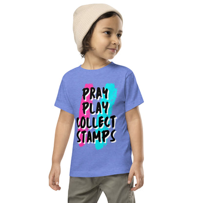 Toddler Pray Play Collect Stamps T-Shirt - Cute Christian Travel Gift